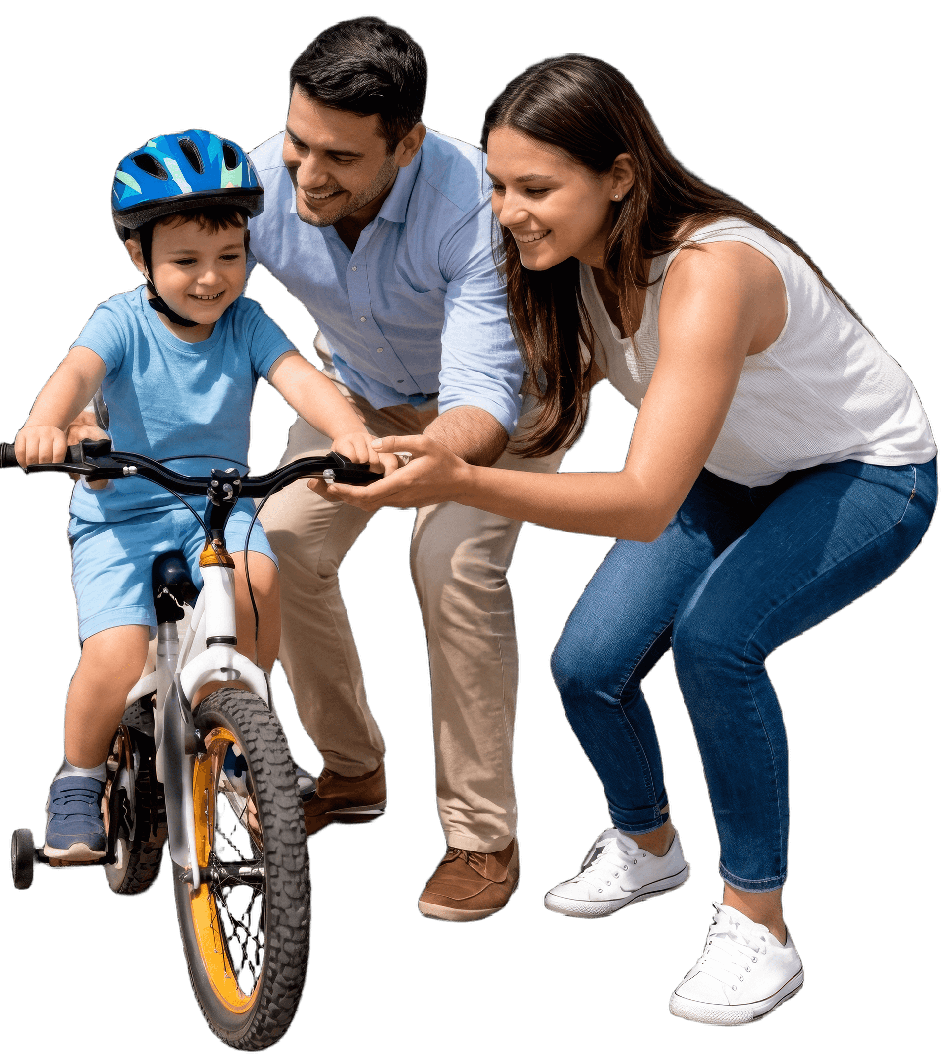 Familia en bicicleta